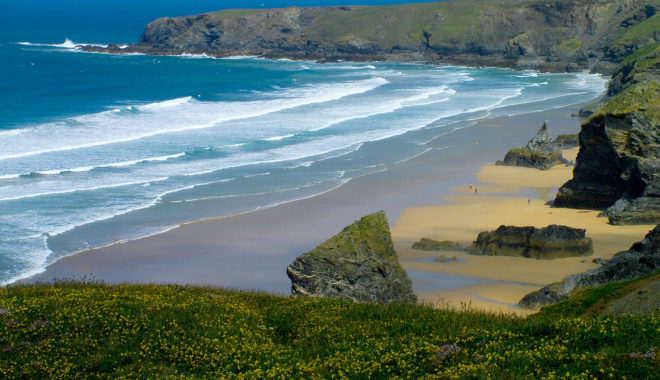 Bedruthan Steps is a truly spectacular landscape on the north Cornish coastline, a few miles east of Newquay. © UCL Media Services - University College London, credit: Mary Hinkley