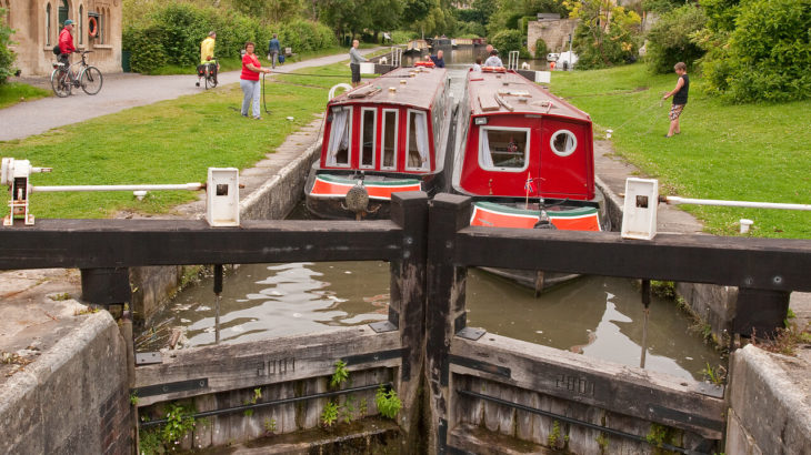 Part of the Widcombe Flight of six locks on the Kennett and Avon Canal